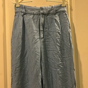 Zara baggy high waist zip pleats pockets  wide leg narrow ankle denim pants S